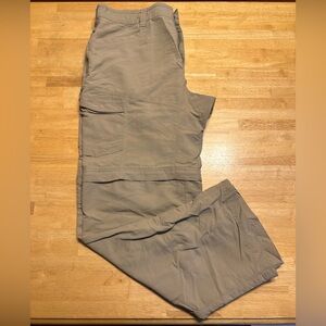 The North Face Pants Mens Large Tan Convertible Nylon Outdoor Hiking Small Stain